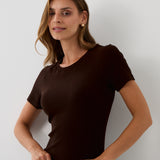 Blouse SAWCIA WITH SHORT SLEEVE roast coffee