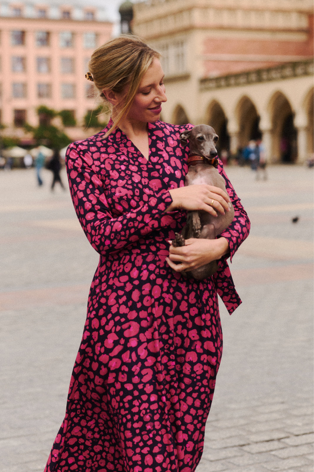 Dress MON AMOUR leo print pink and black