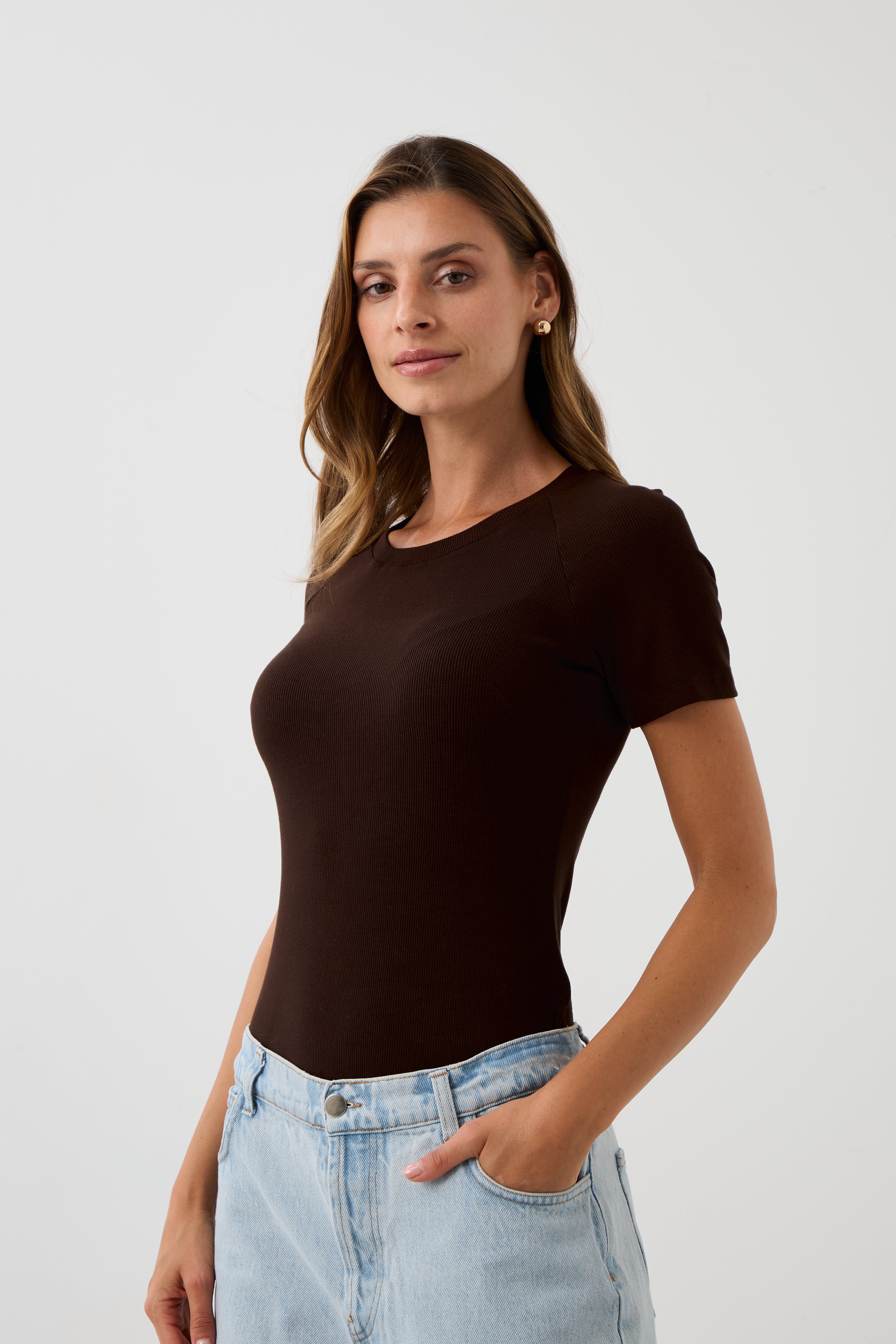 Blouse SAWCIA WITH SHORT SLEEVE roast coffee