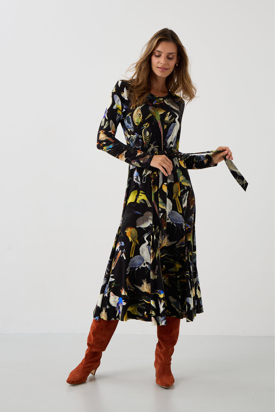 Dress KLIN LADY birds of Warsaw print