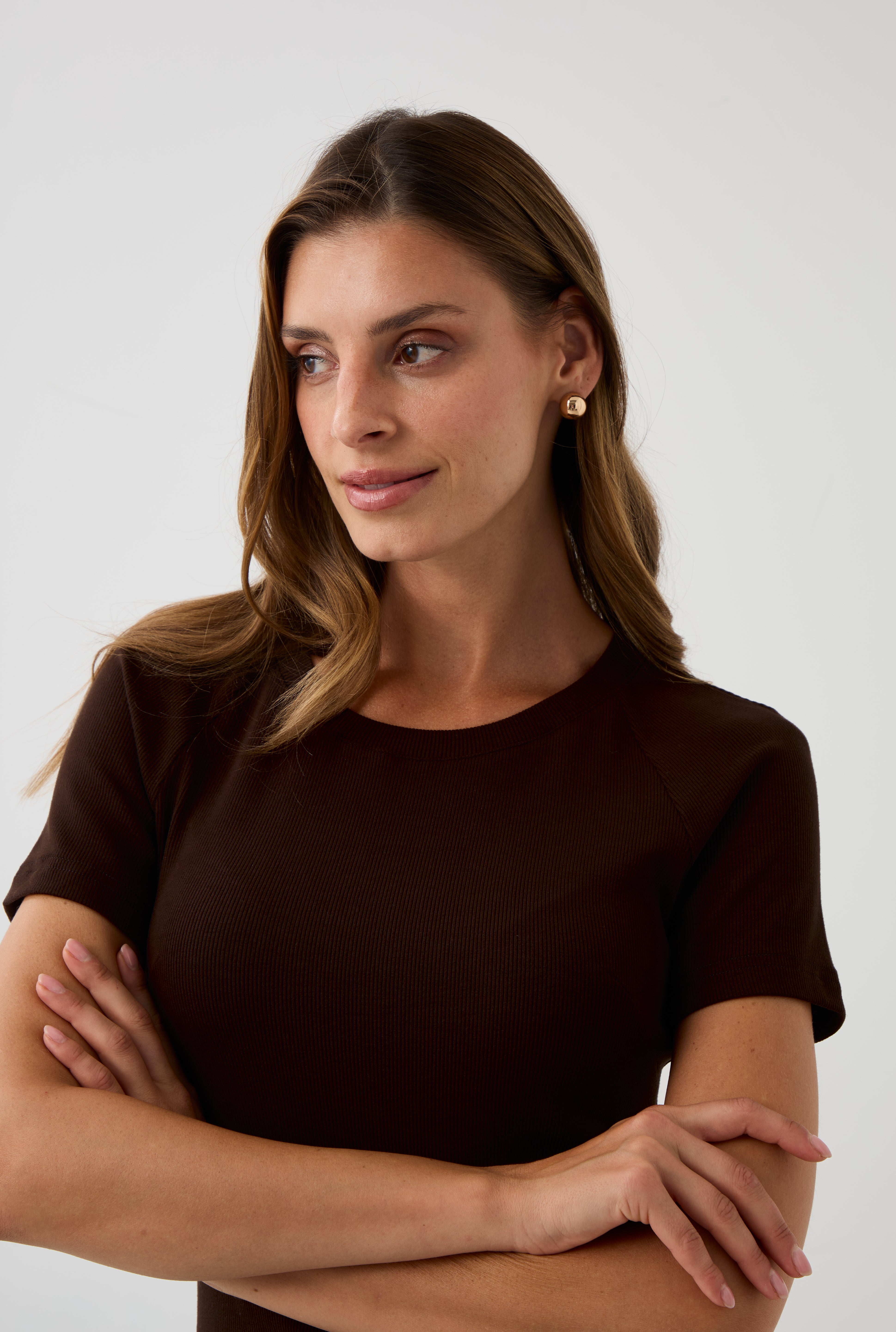 Blouse SAWCIA WITH SHORT SLEEVE roast coffee