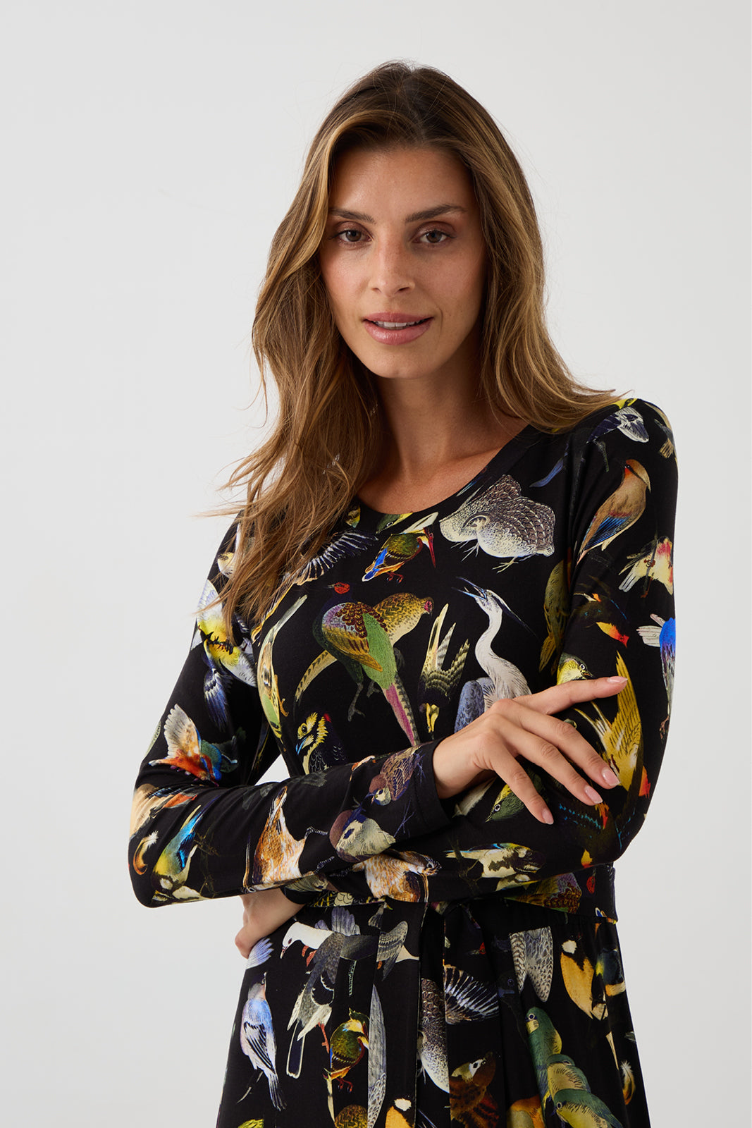 Dress KLIN LADY birds of Warsaw print