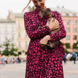 Dress MON AMOUR leo print pink and black