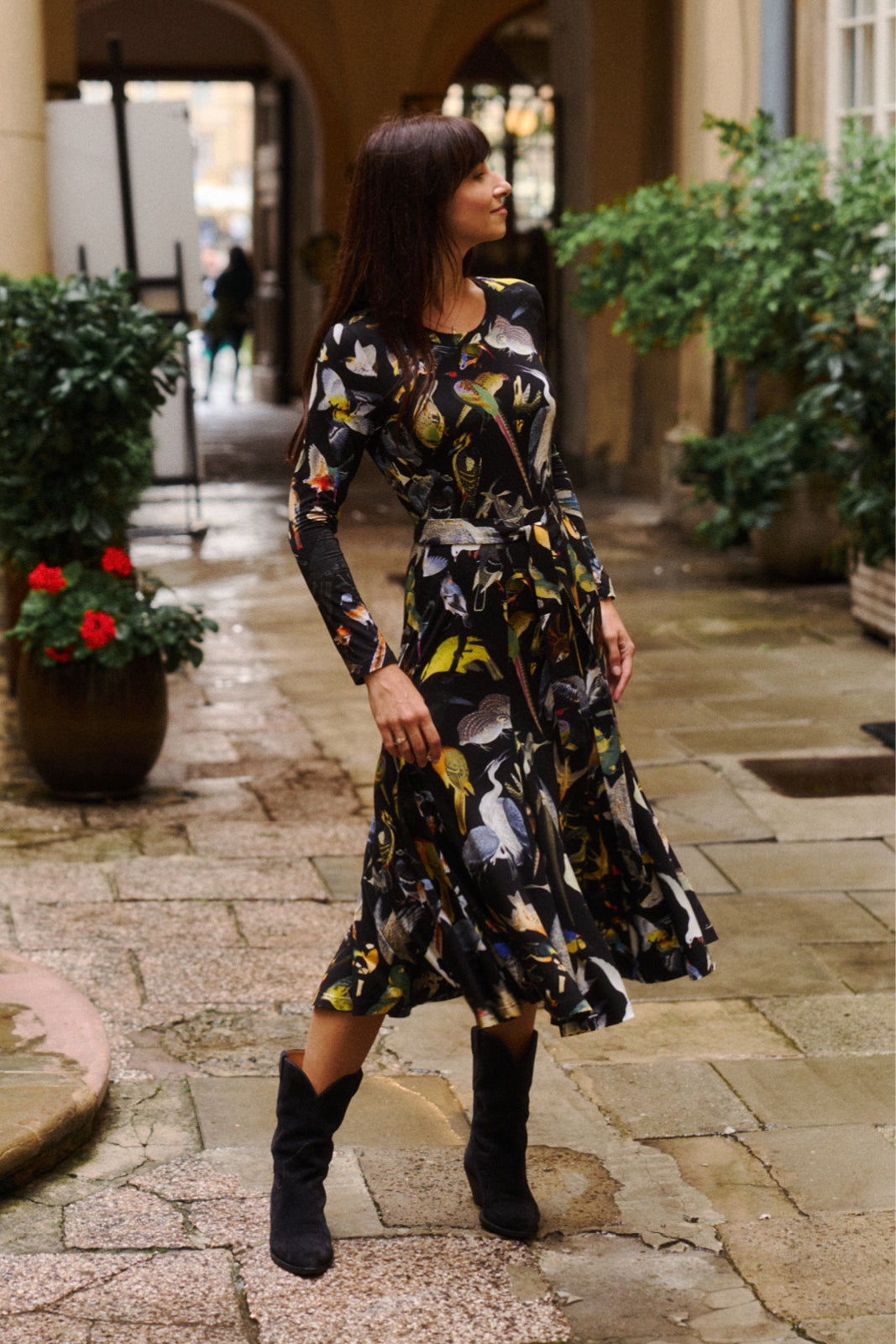 Dress KLIN LADY birds of Warsaw print