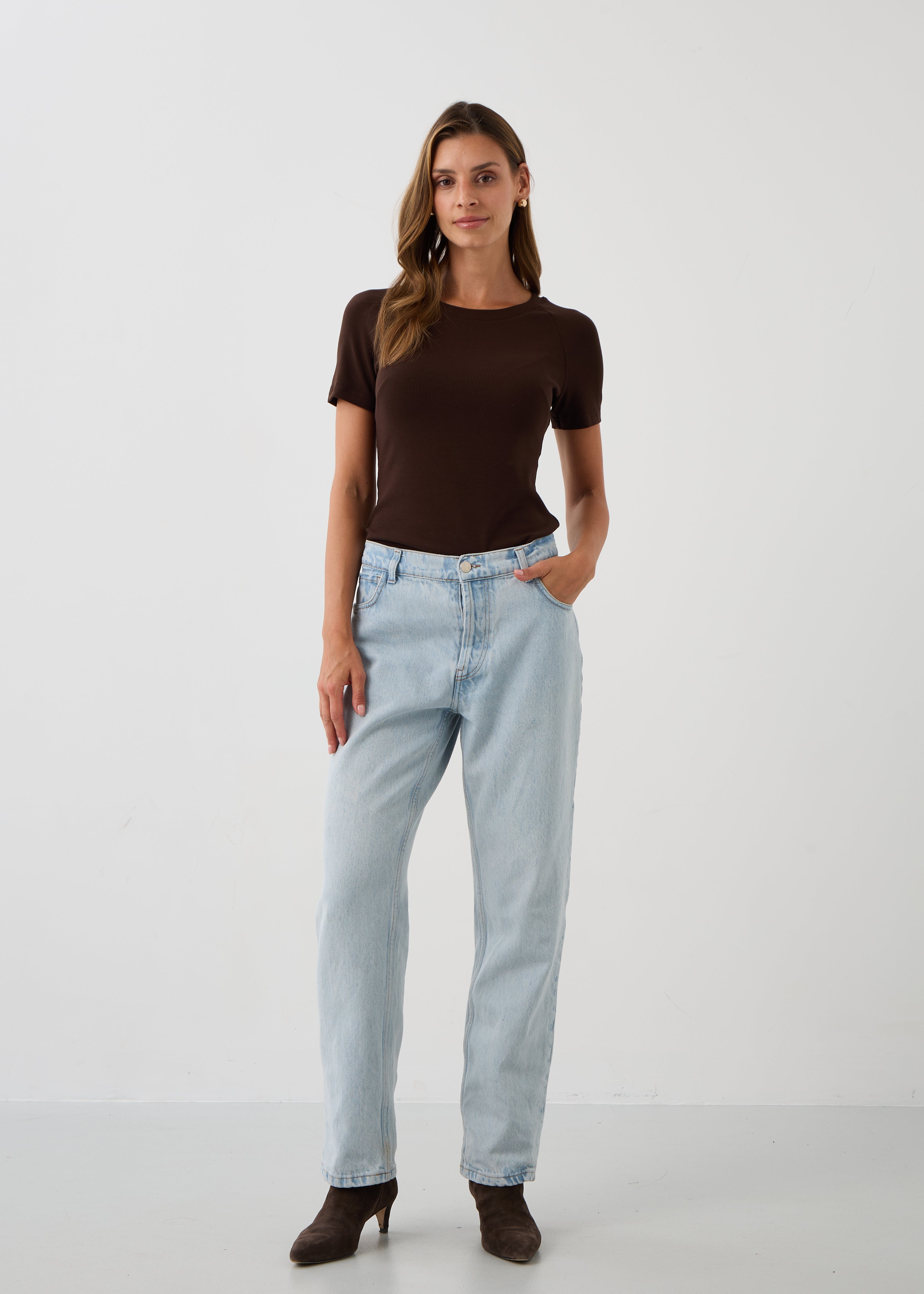 Blouse SAWCIA WITH SHORT SLEEVE roast coffee
