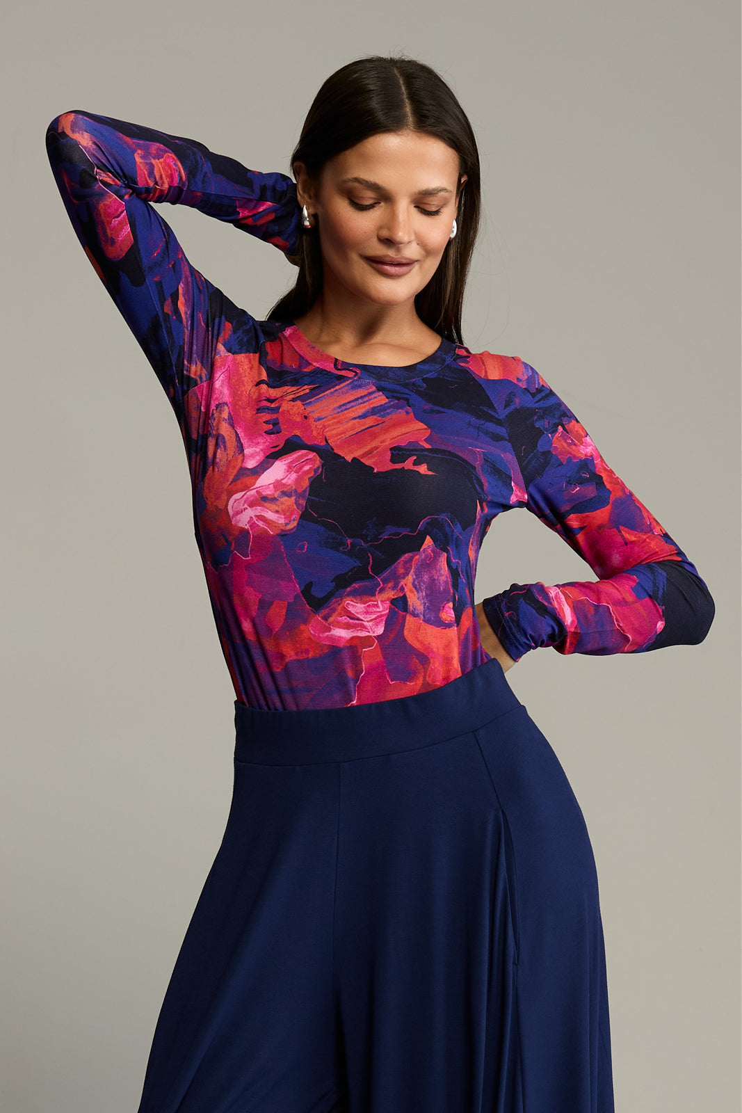 Blouse SAWCIA LONGSLEEVE Dreamworld orange & violet print