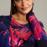 Blouse SAWCIA LONGSLEEVE Dreamworld orange & violet print