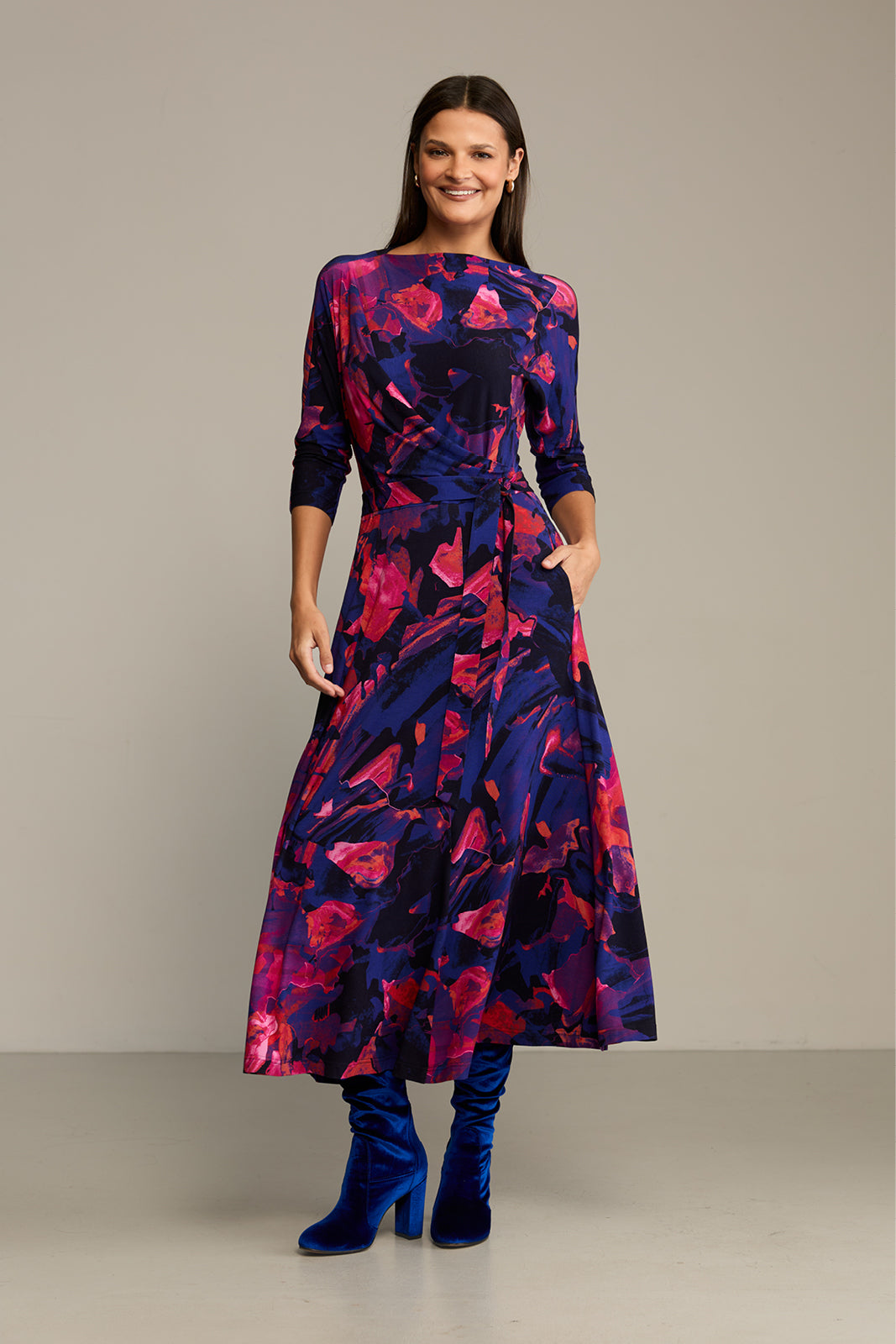 Dress OPERA Dreamworld orange & violet print