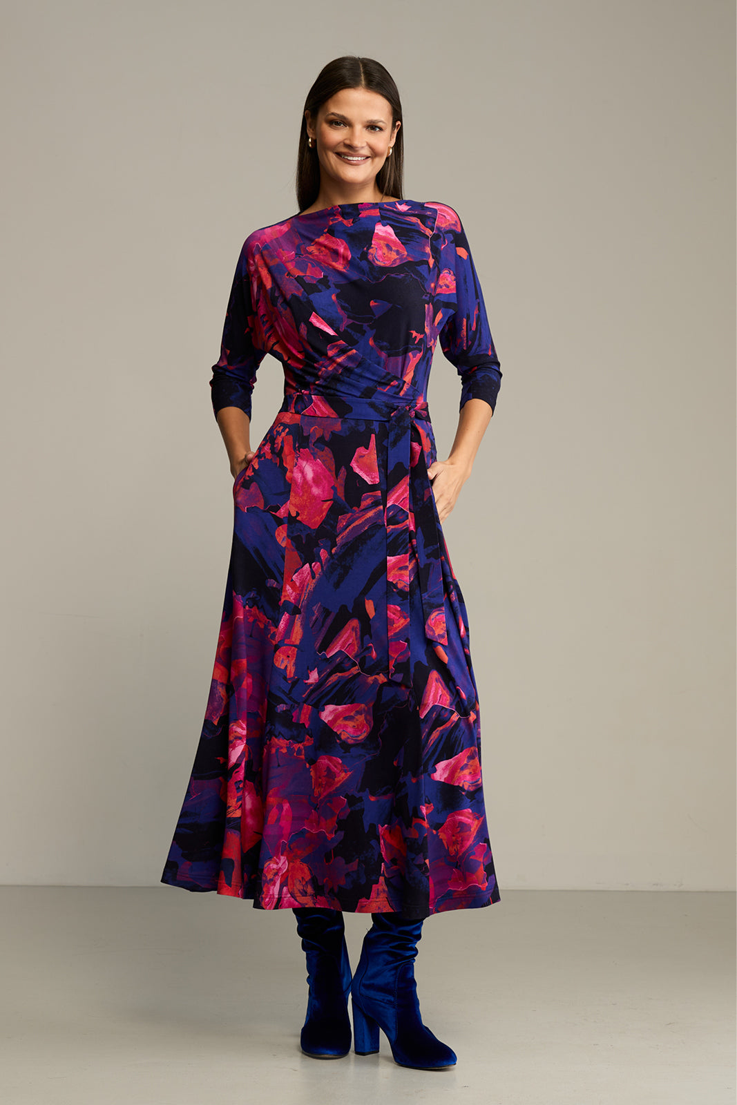Dress OPERA Dreamworld orange & violet print