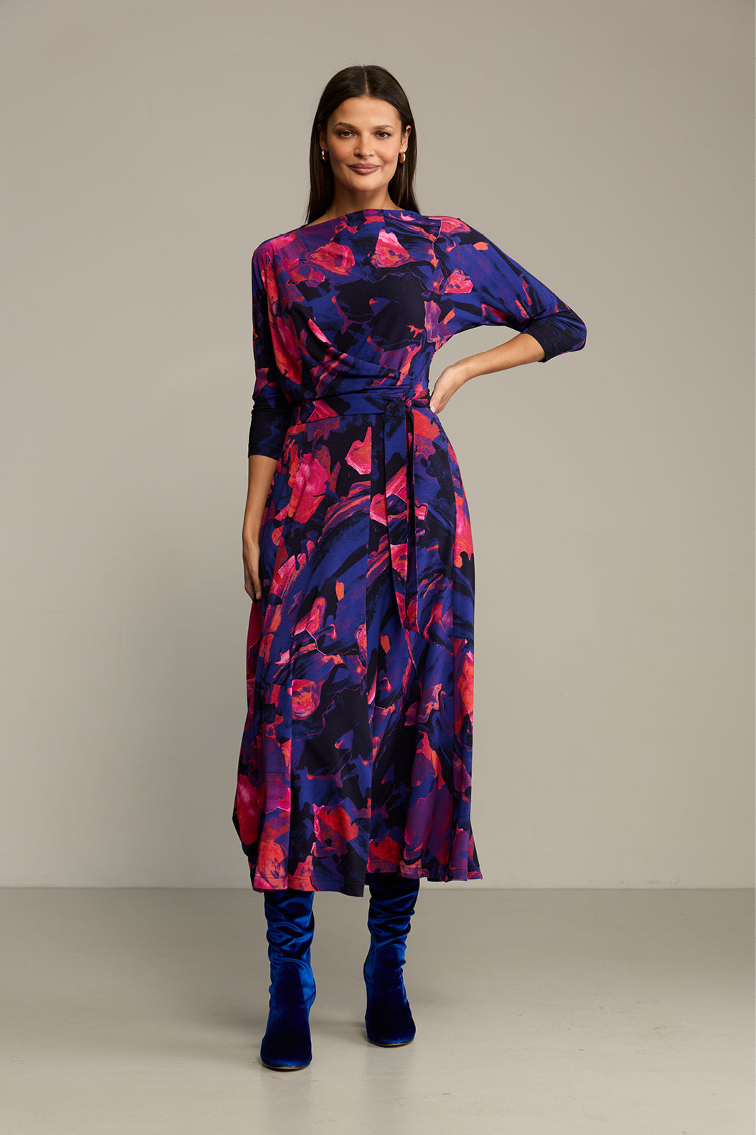Dress OPERA Dreamworld orange & violet print