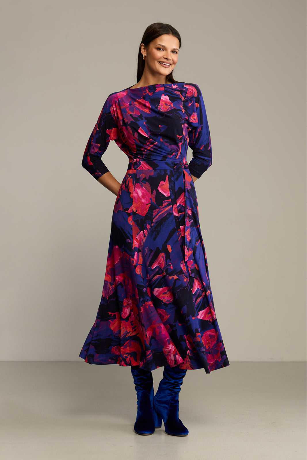 Dress OPERA Dreamworld orange & violet print