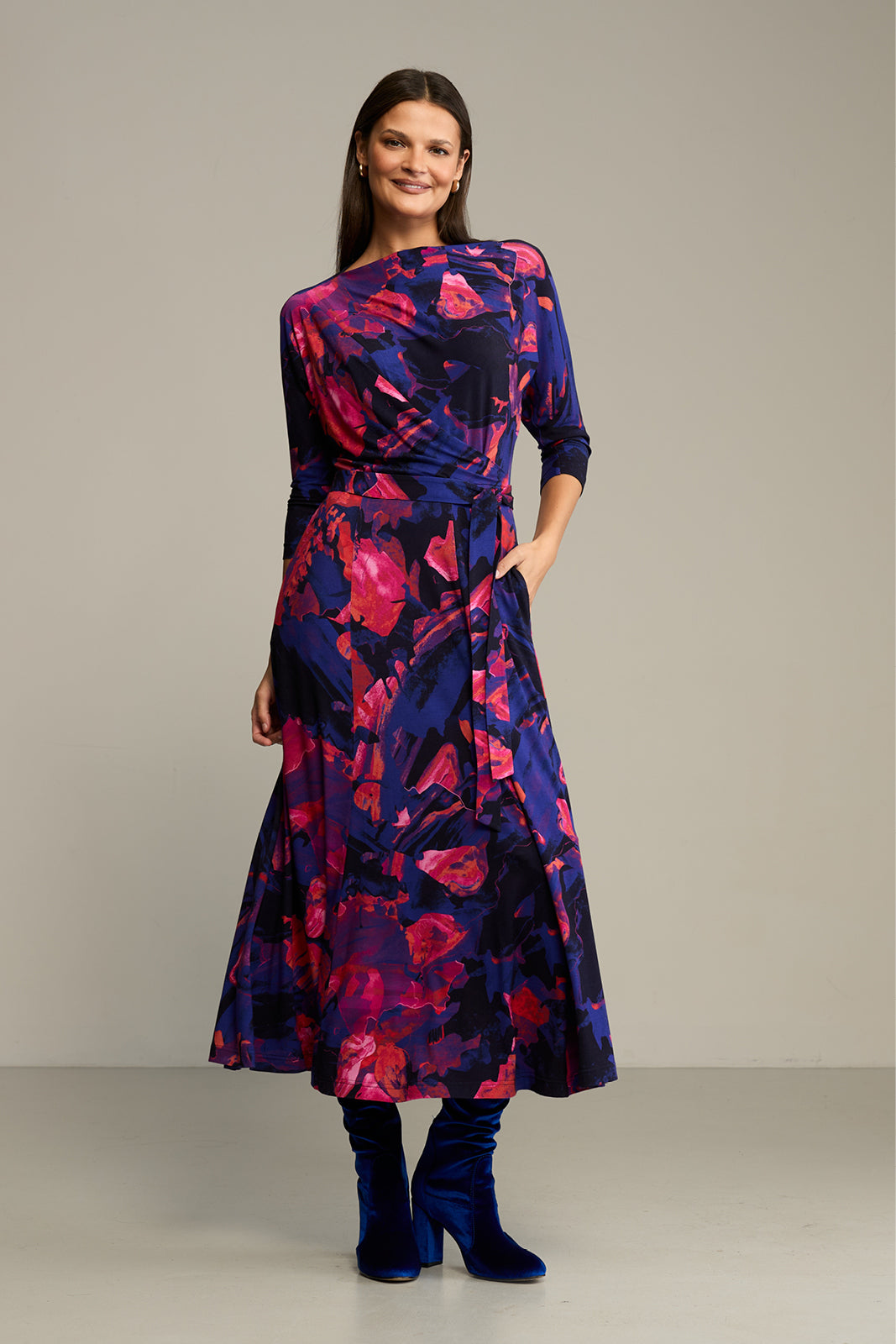 Dress OPERA Dreamworld orange & violet print