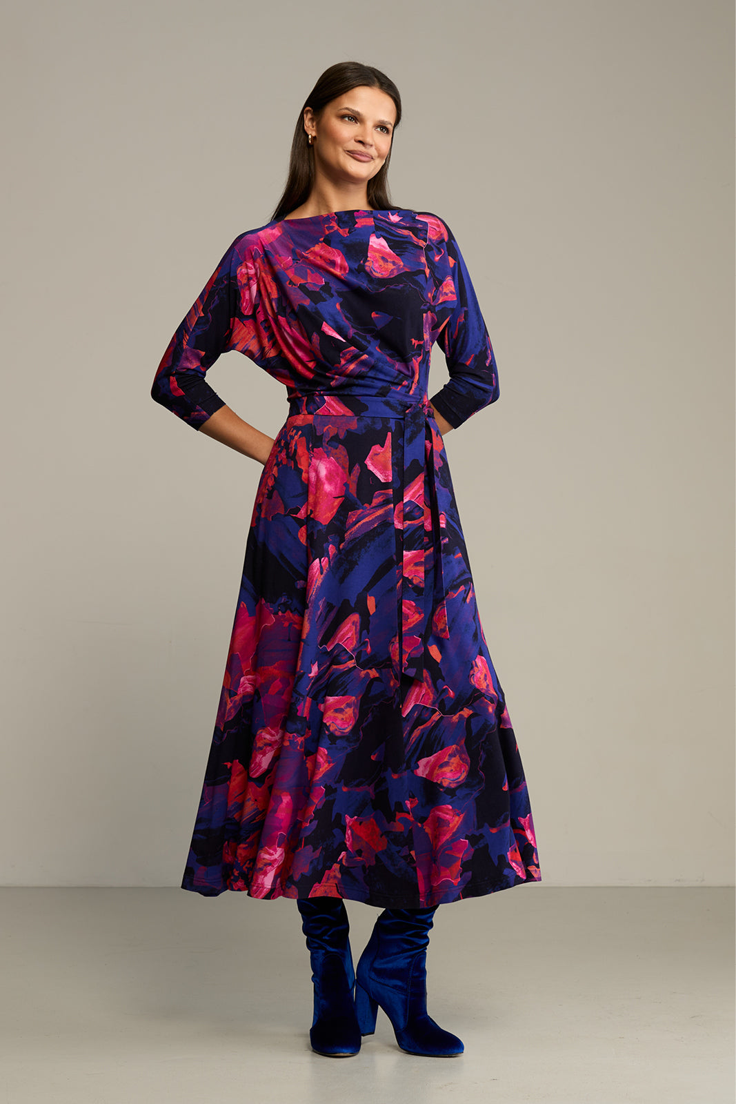 Dress OPERA Dreamworld orange & violet print