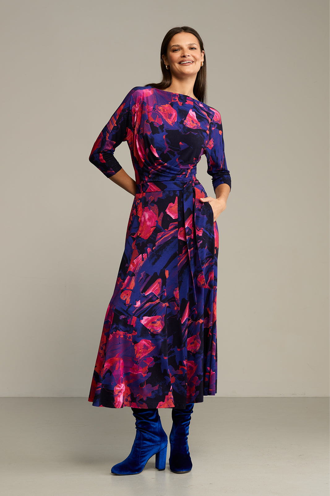 Dress OPERA Dreamworld orange & violet print