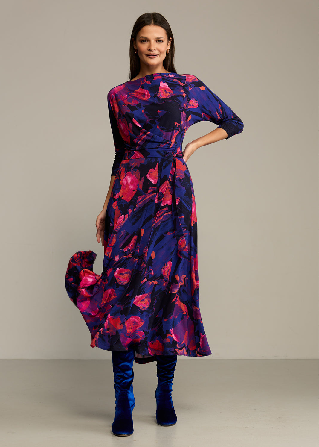 Dress OPERA Dreamworld orange & violet print