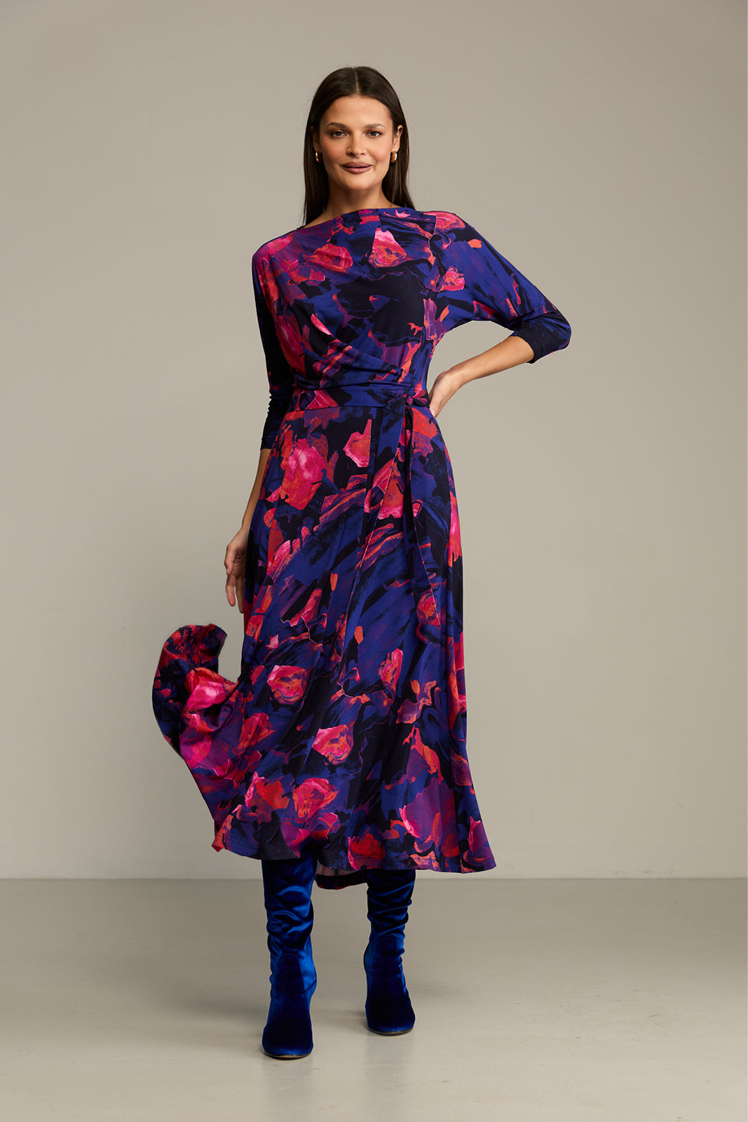 Dress OPERA Dreamworld orange & violet print