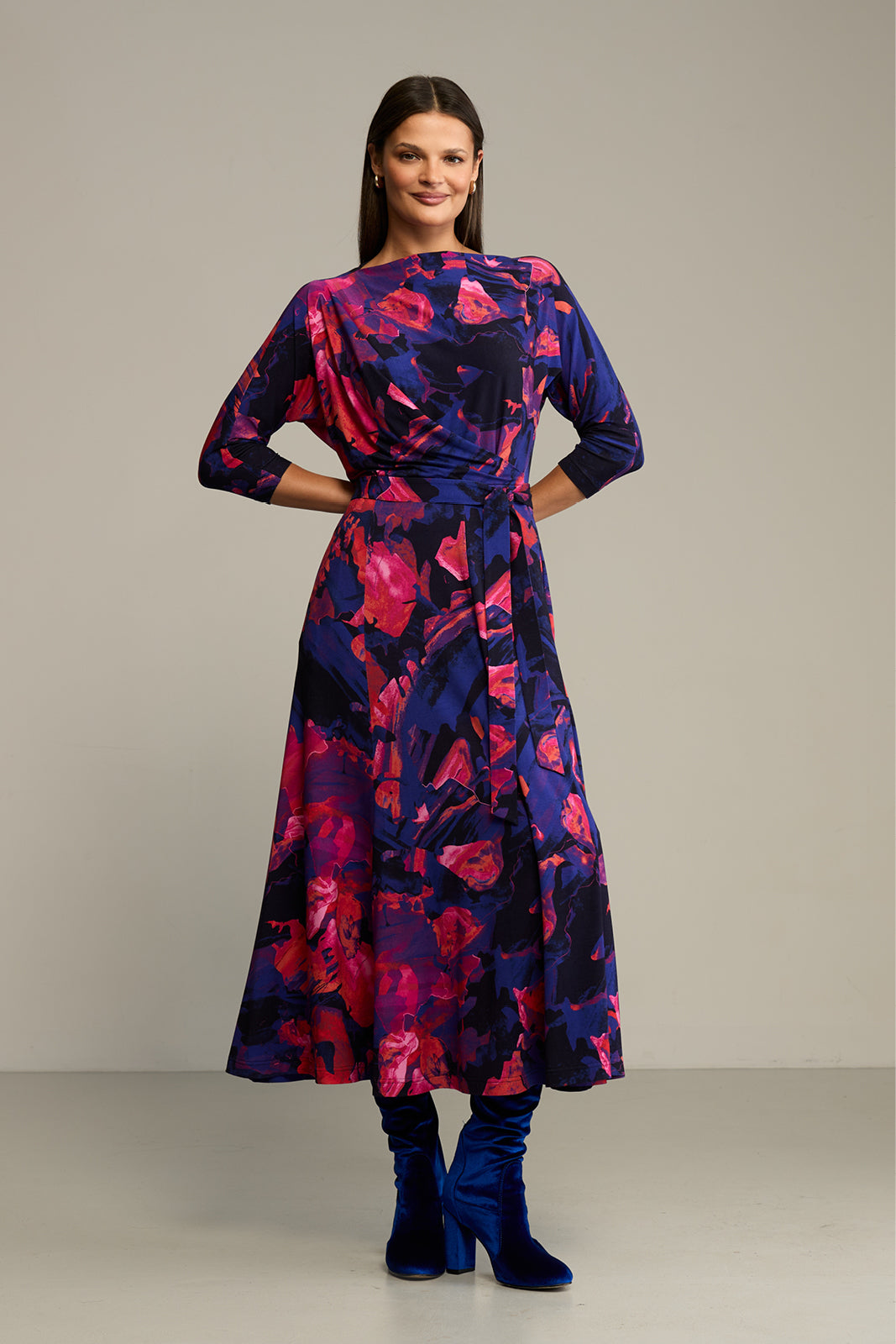 Dress OPERA Dreamworld orange & violet print
