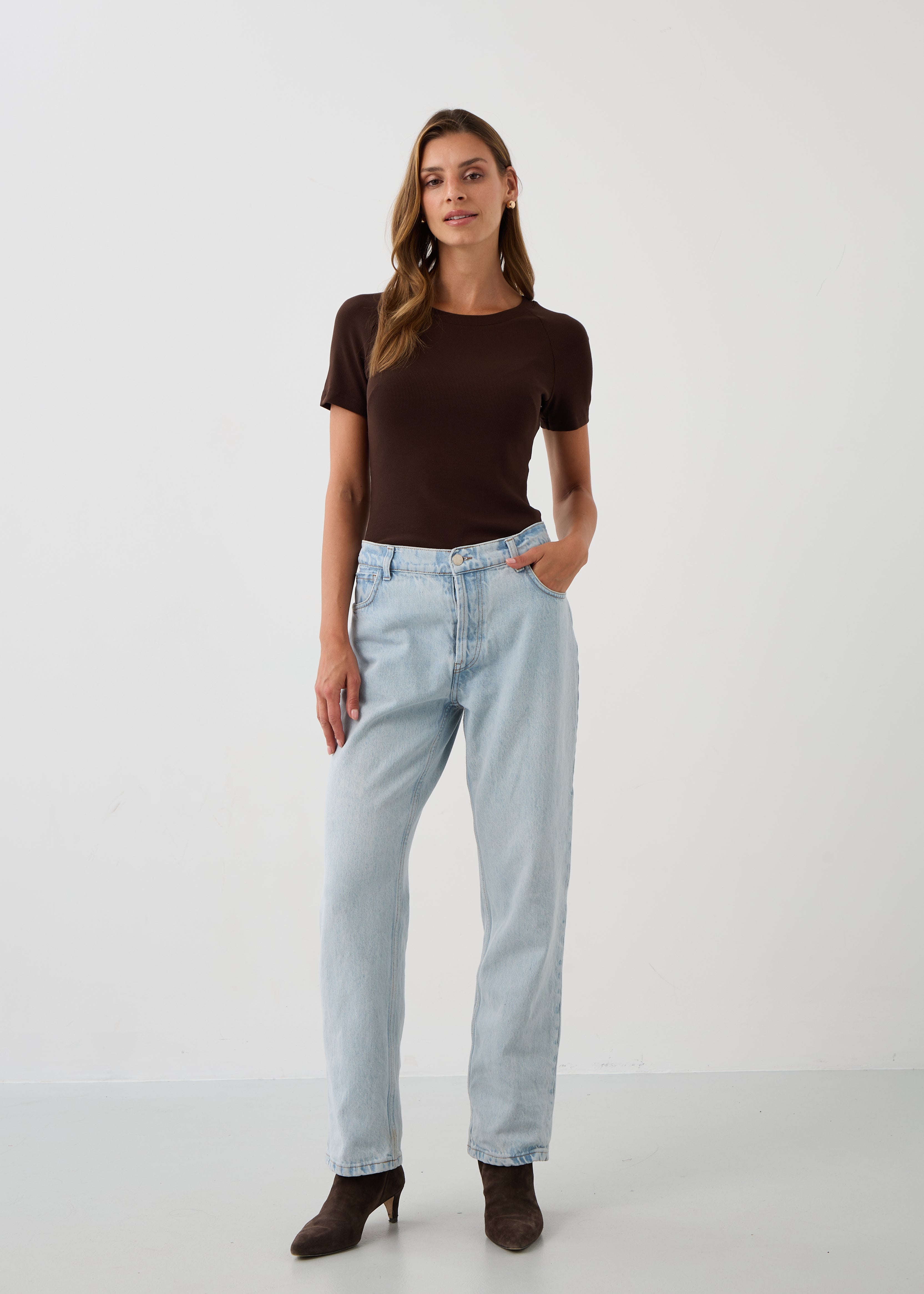 Blouse SAWCIA WITH SHORT SLEEVE roast coffee