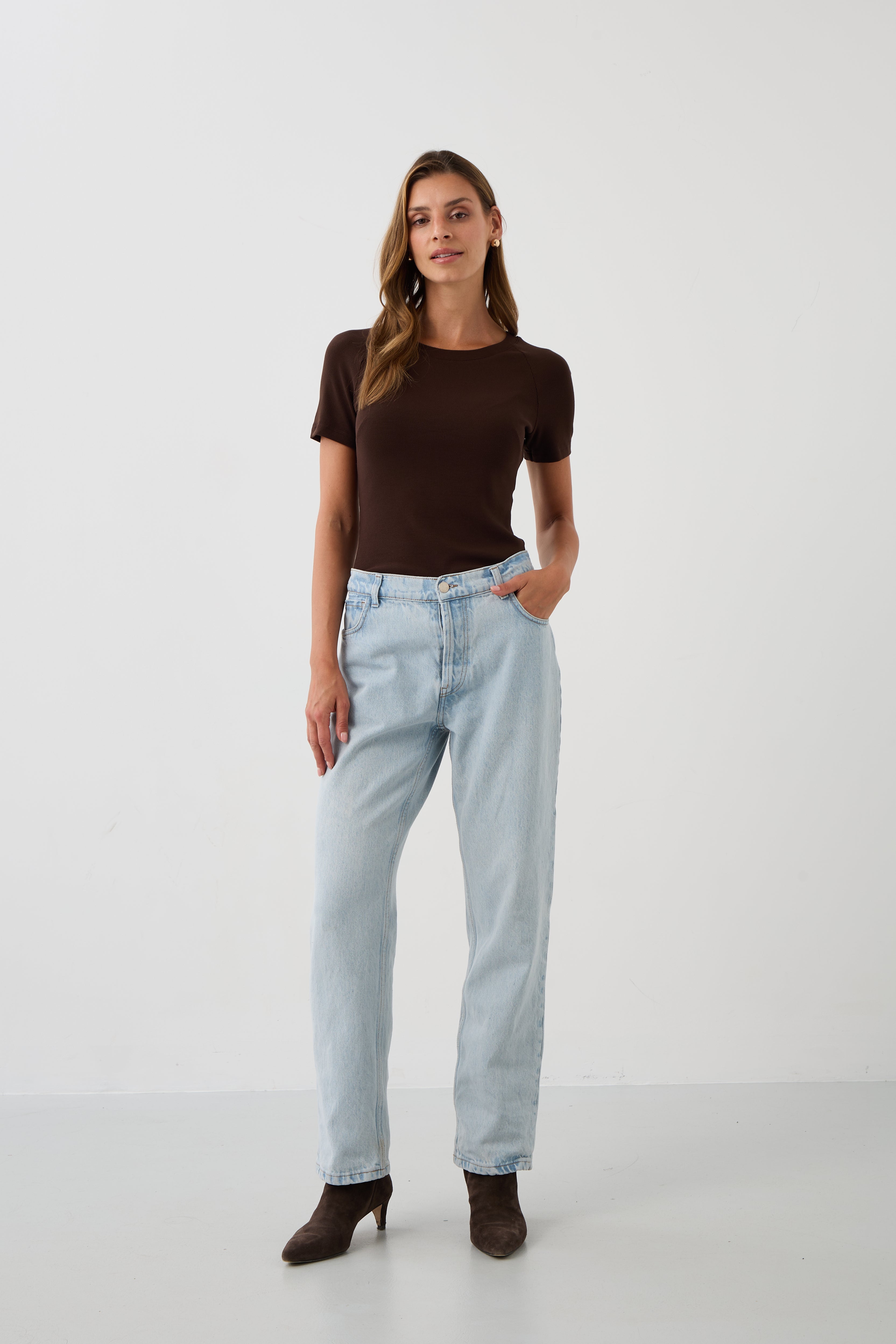 Blouse SAWCIA WITH SHORT SLEEVE roast coffee