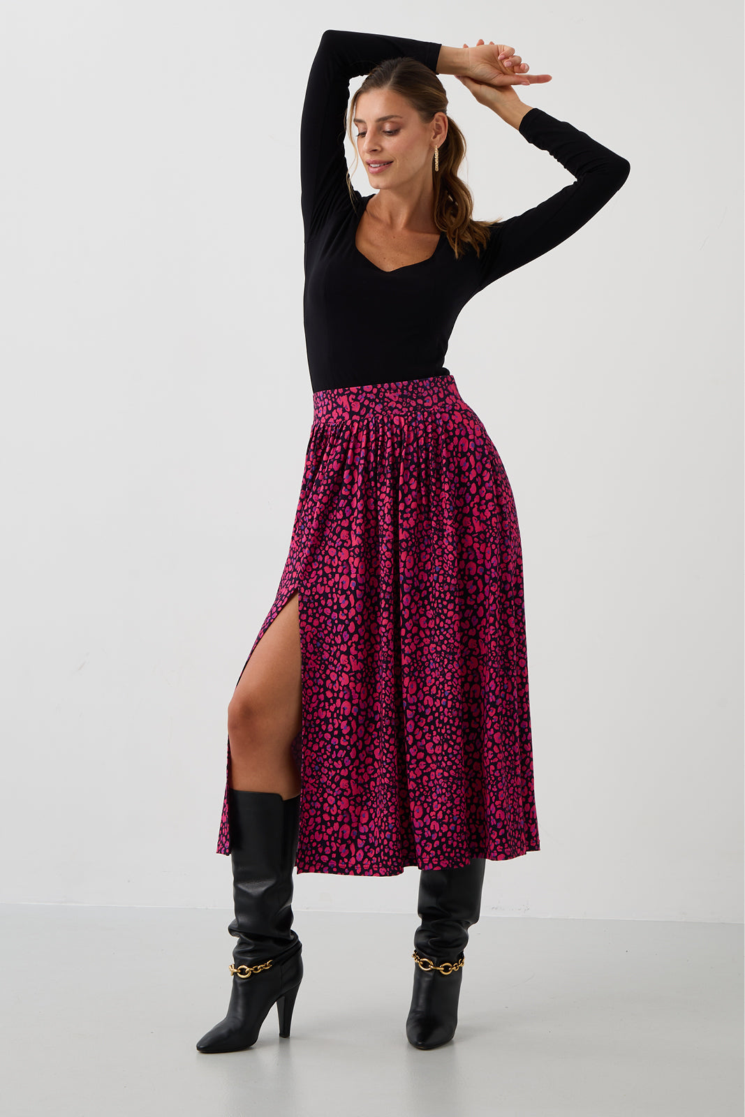 Spódnica HIGH RISK print mini leo pink & art blue