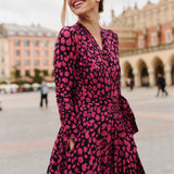 Dress MON AMOUR leo print pink and black