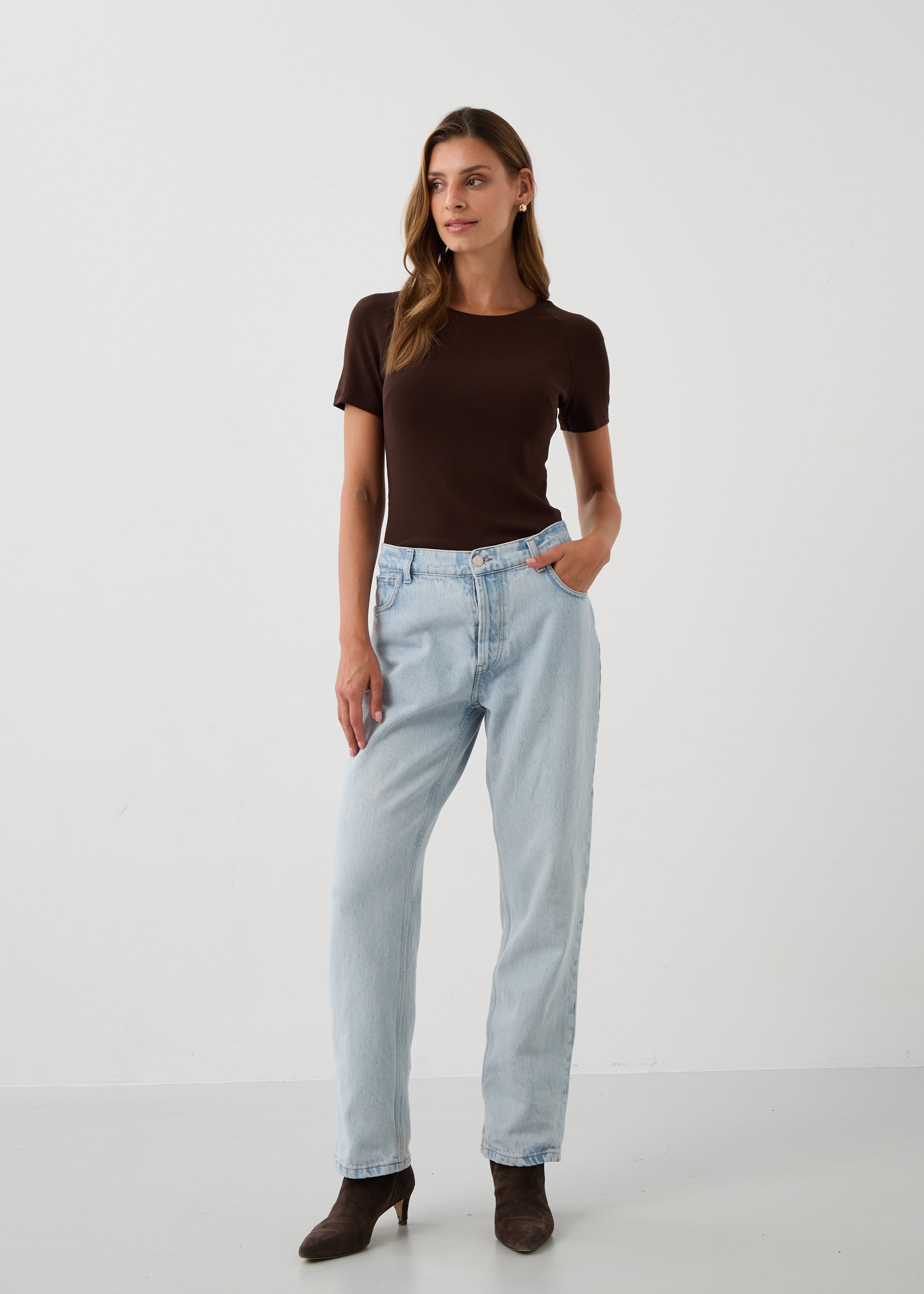 Blouse SAWCIA WITH SHORT SLEEVE roast coffee