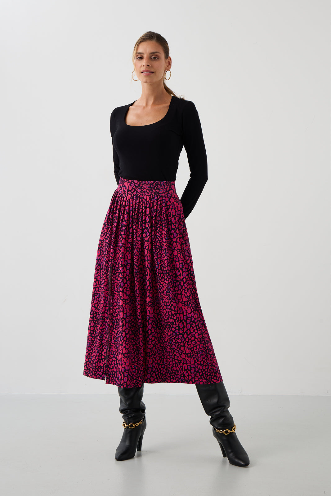 Spódnica HIGH RISK print mini leo pink & art blue