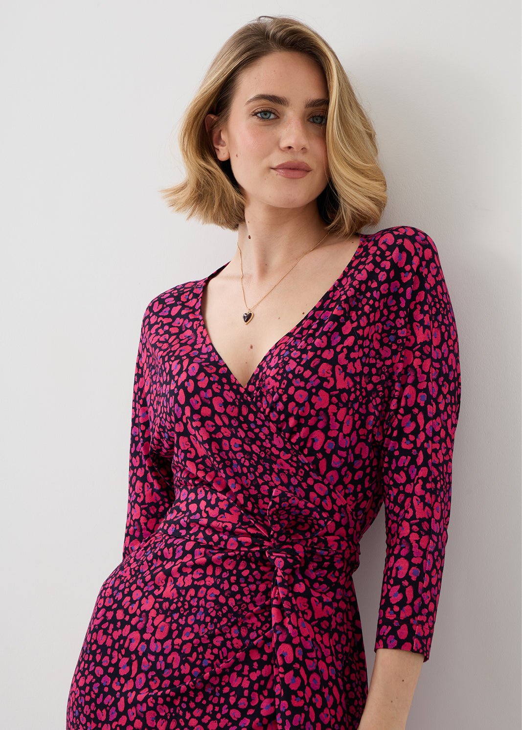 Dress GODDESS ABOVE THE KNEE mini leopard pink & art blue print