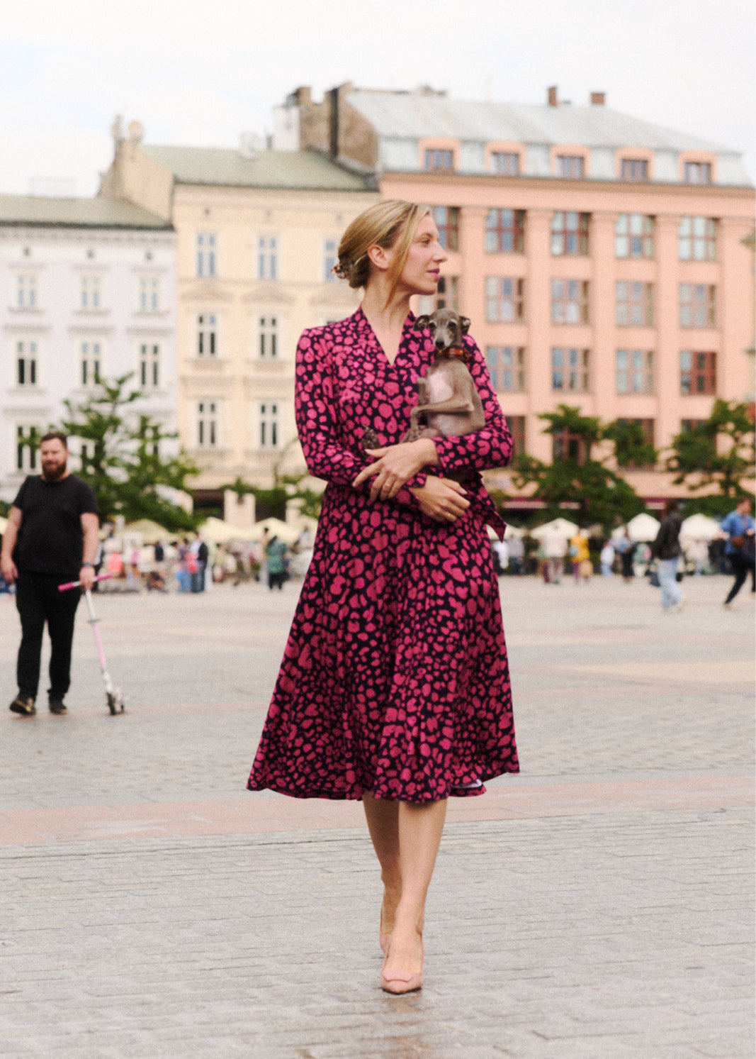 Dress MON AMOUR leo print pink and black