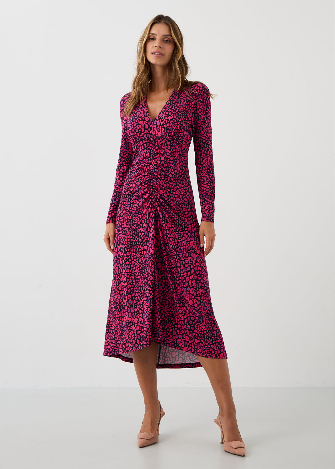 Dress MUSE mini leopard pink & art blue print