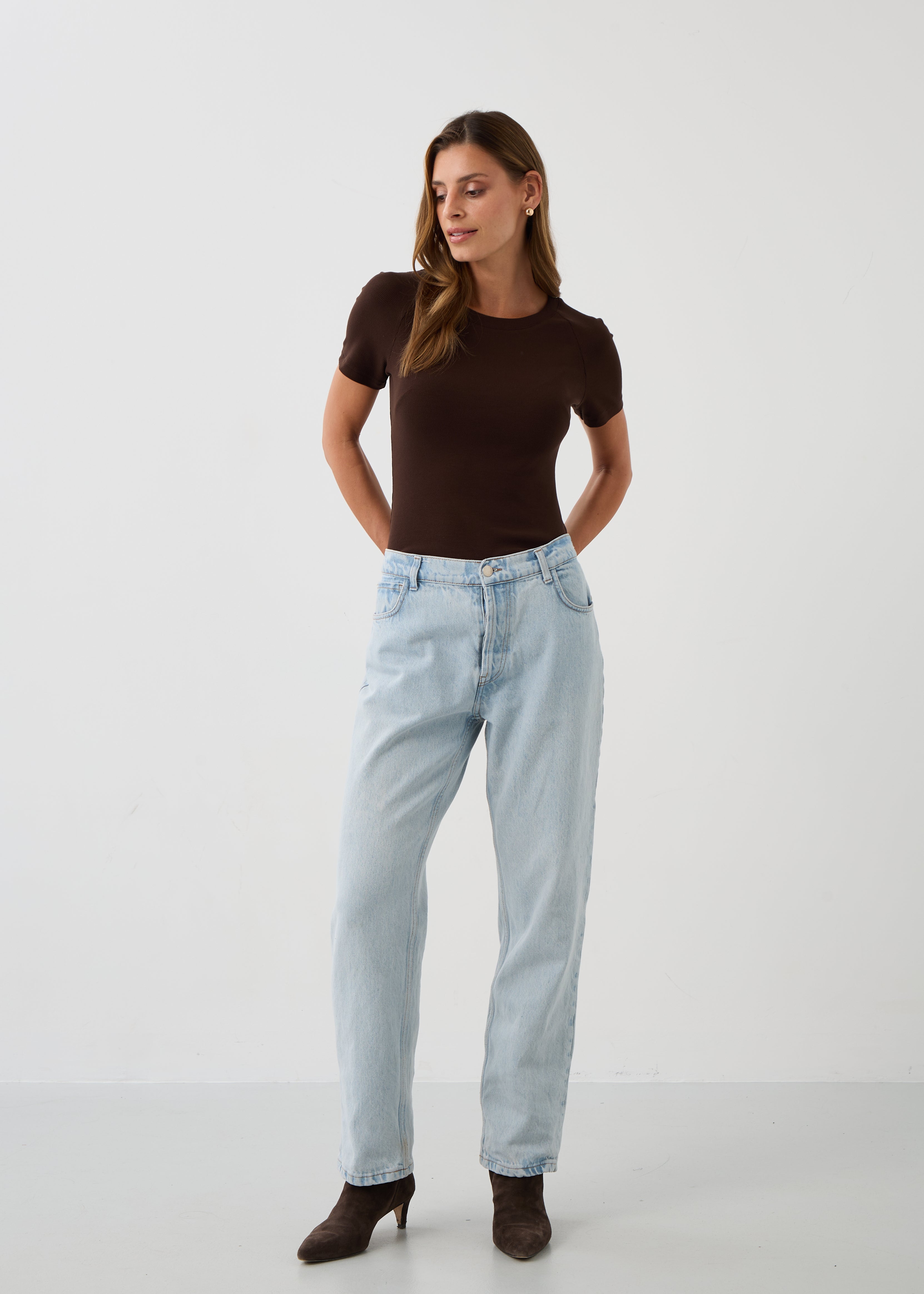Blouse SAWCIA WITH SHORT SLEEVE roast coffee