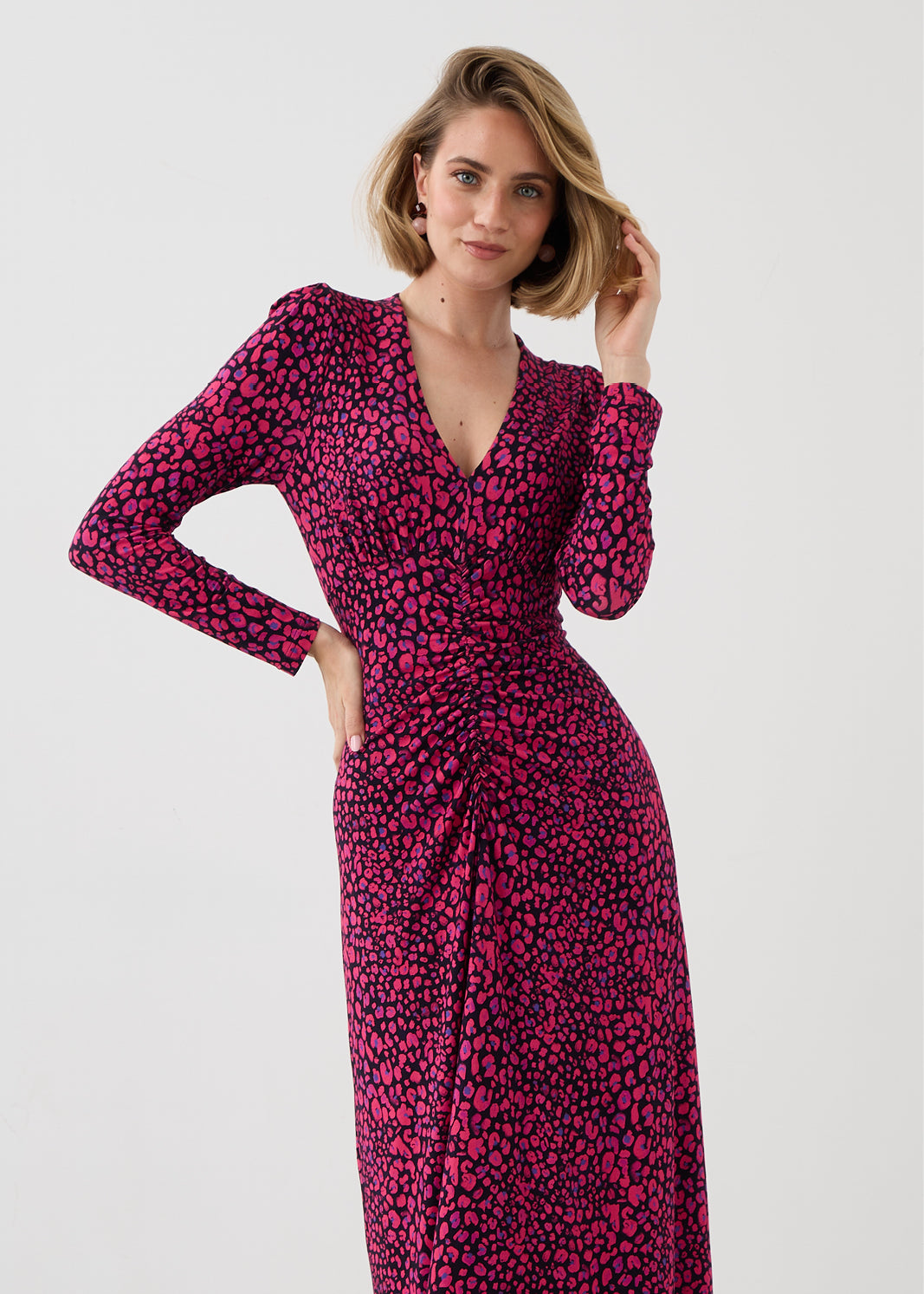 Dress MUSE mini leopard pink & art blue print