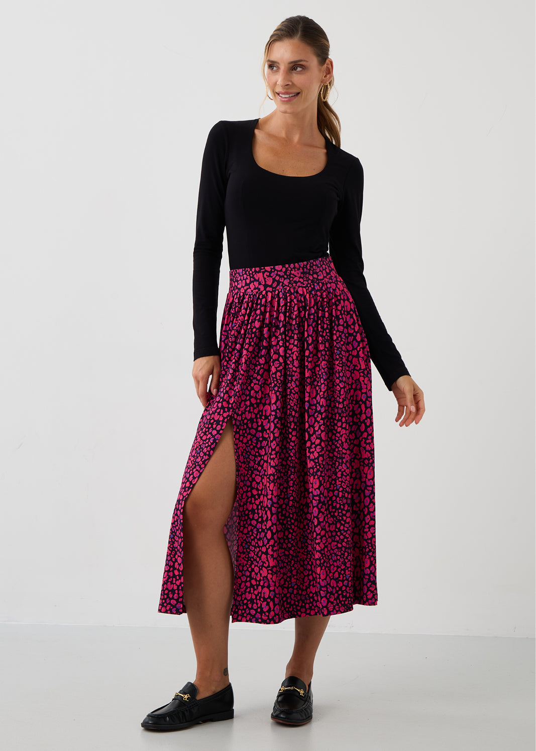 Mini Skirt HIGH RISK mini leopard pink & art blue print