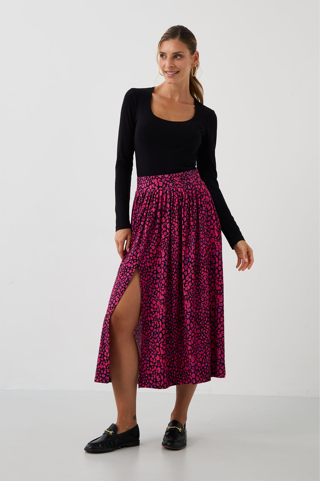 Spódnica HIGH RISK print mini leo pink & art blue