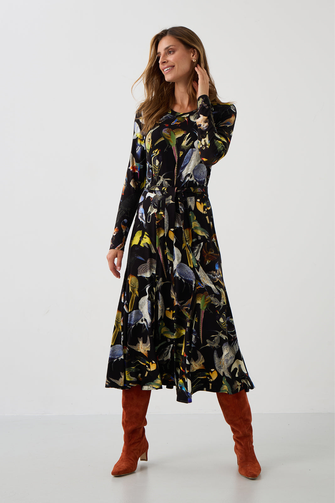 Dress KLIN LADY birds of Warsaw print