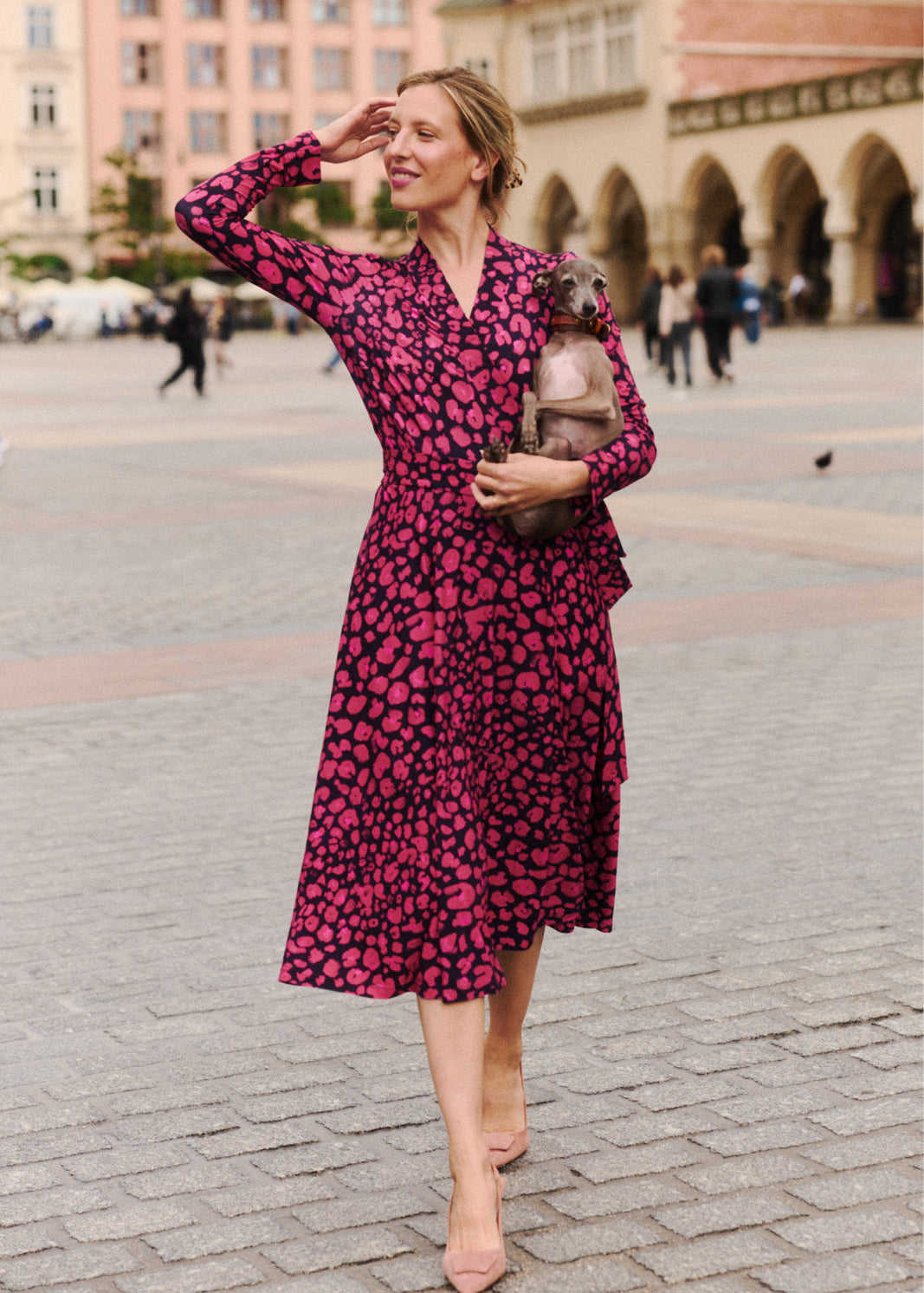 Dress MON AMOUR leo print pink and black