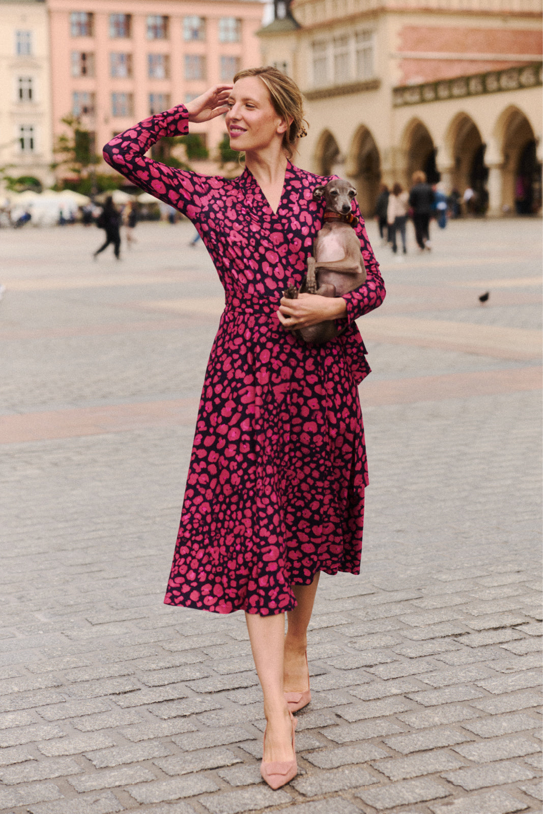 Dress MON AMOUR leo print pink and black