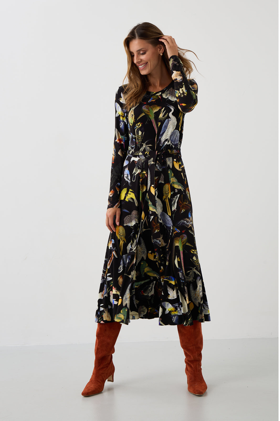 Dress KLIN LADY birds of Warsaw print