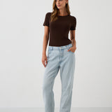 Blouse SAWCIA WITH SHORT SLEEVE roast coffee