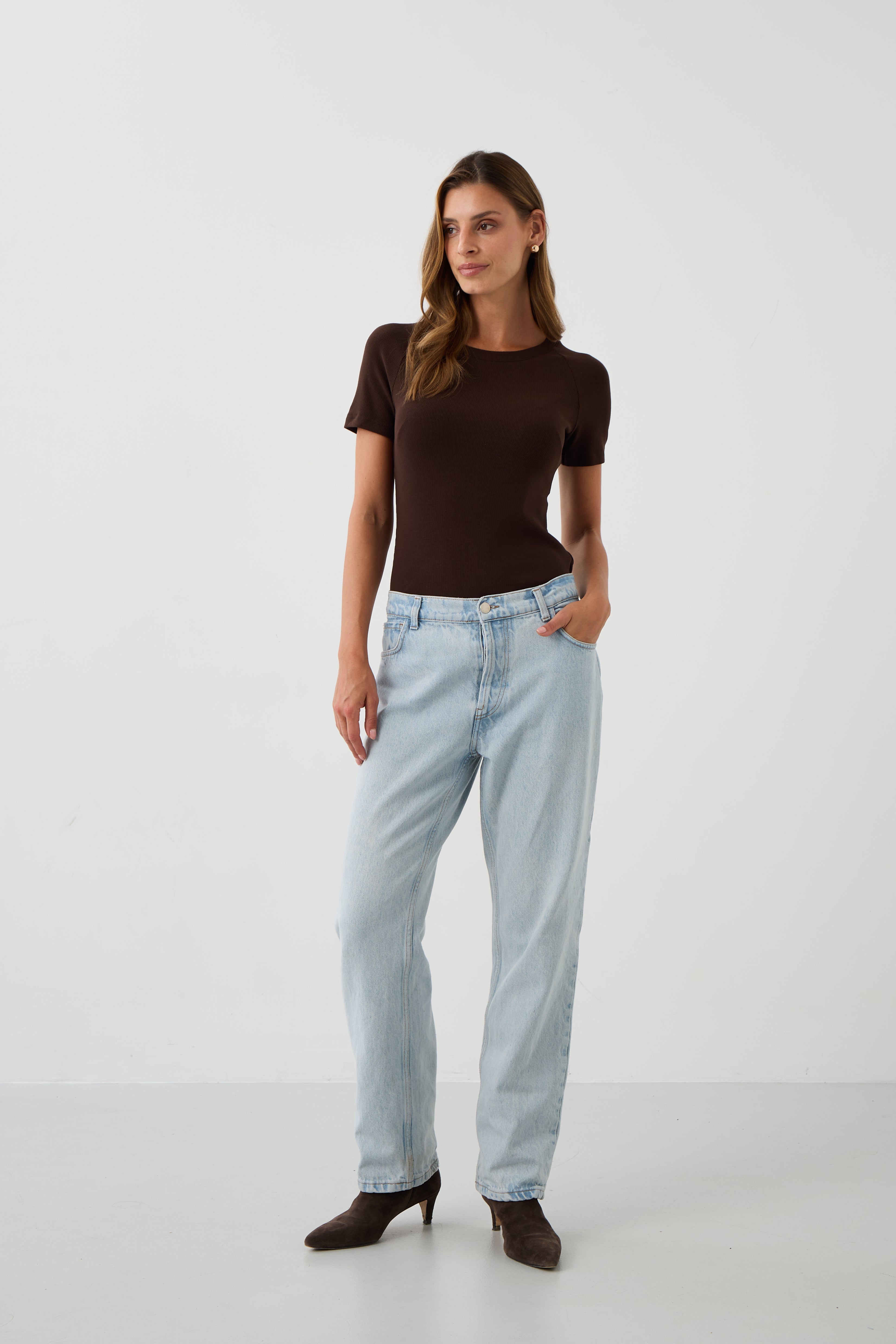 Blouse SAWCIA WITH SHORT SLEEVE roast coffee