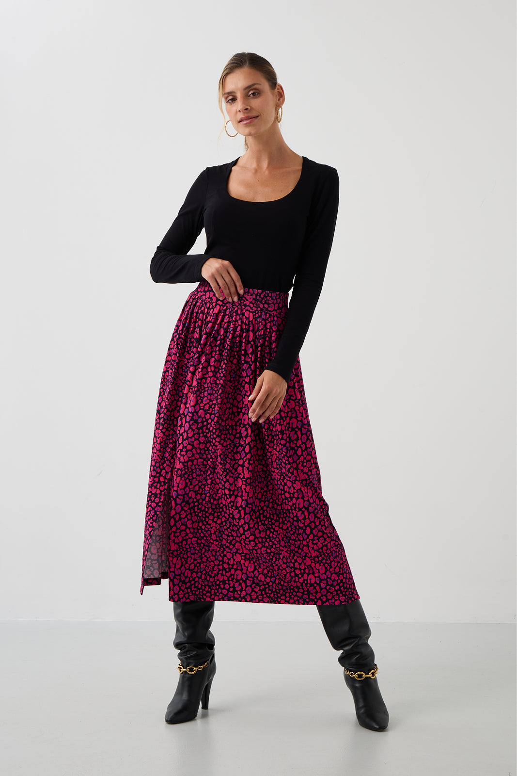 Spódnica HIGH RISK print mini leo pink & art blue