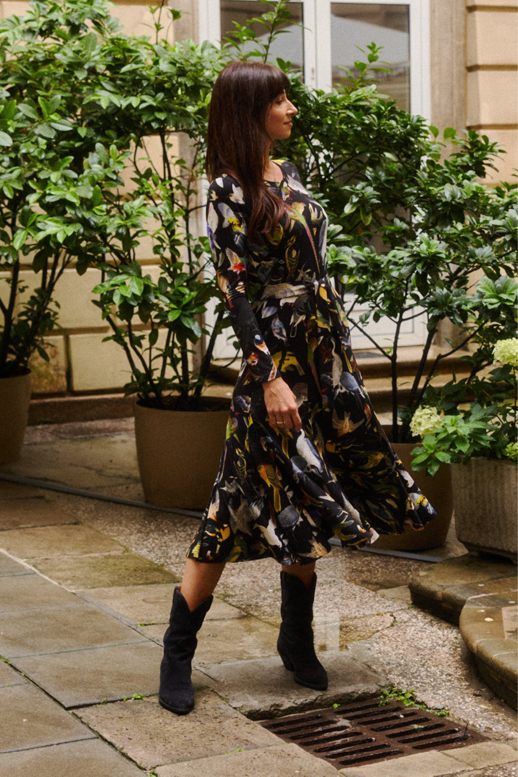 Dress KLIN LADY birds of Warsaw print