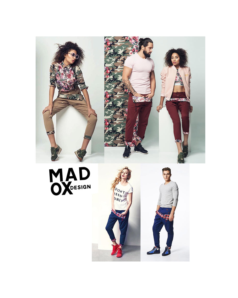 Moda unisex z kwiatowym i kamuflażowym wzorem, stylowe spodnie i bluzy, idealne na codzienne stylizacje