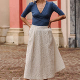 Spódnica ARYSTOKRATKA 7/8 haft richelieu white