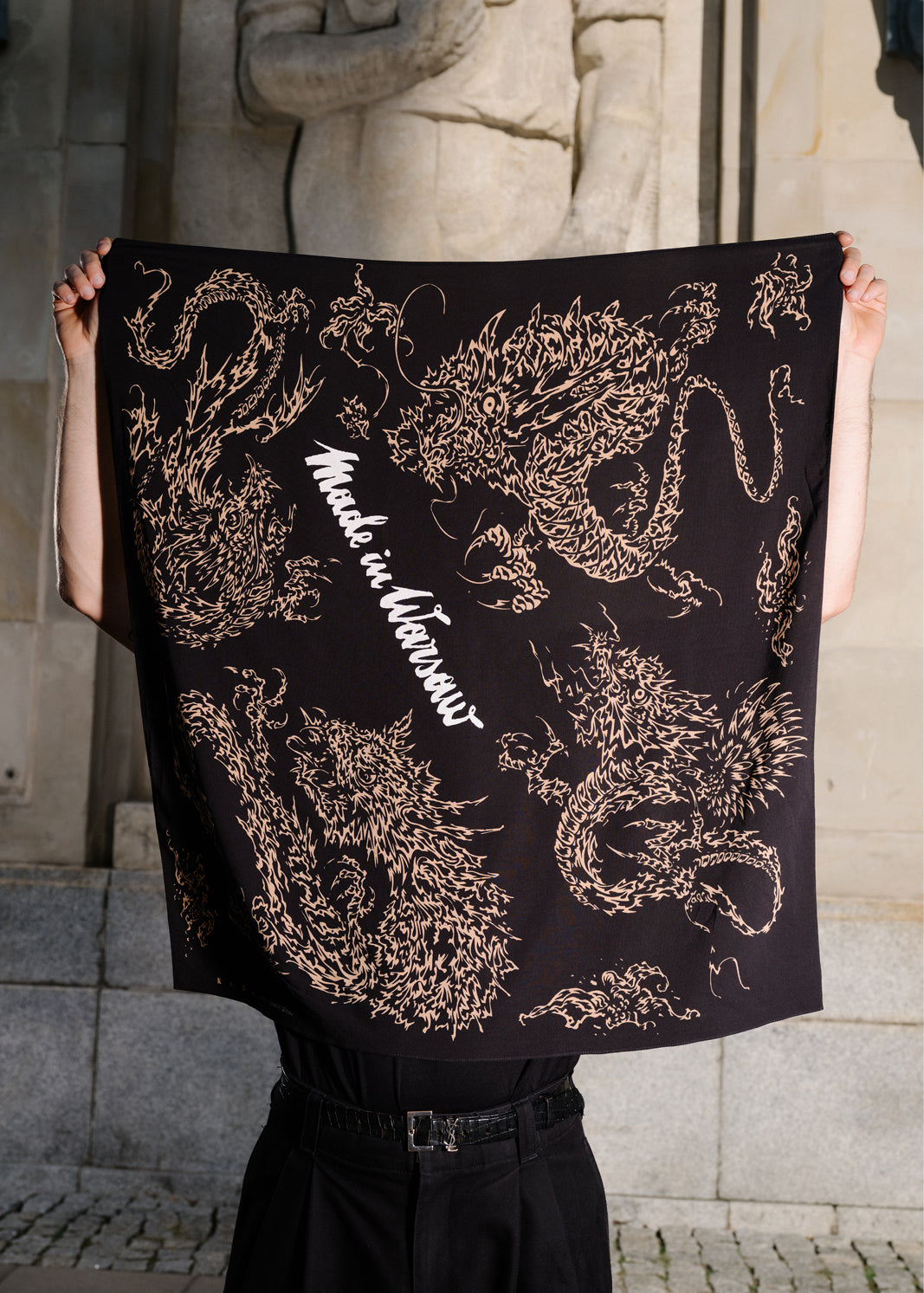 SQUARE SCARF Swanski Studio red print