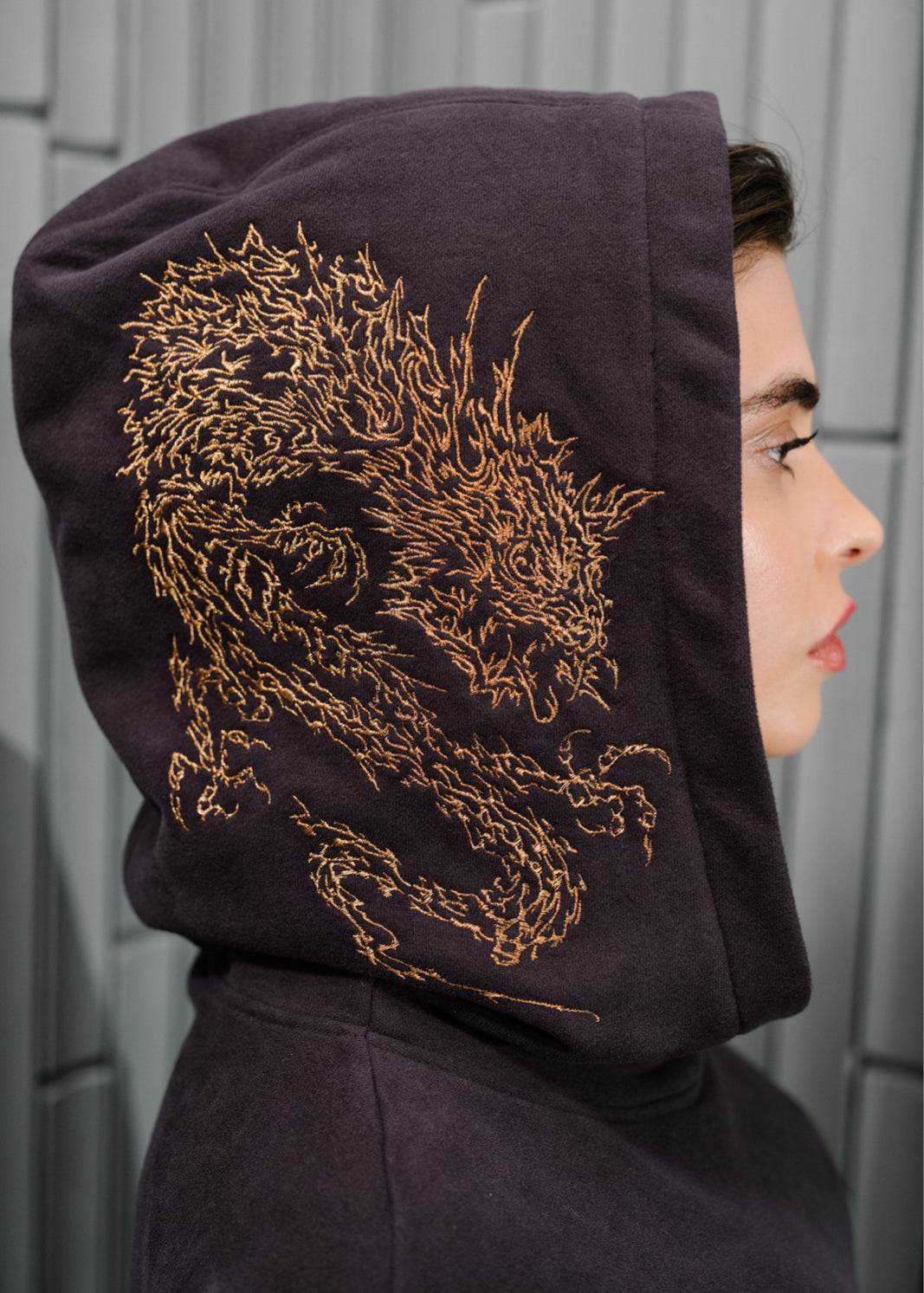 Hoodie LOVE YOU MORE nearly black Swanski Studio embroidery
