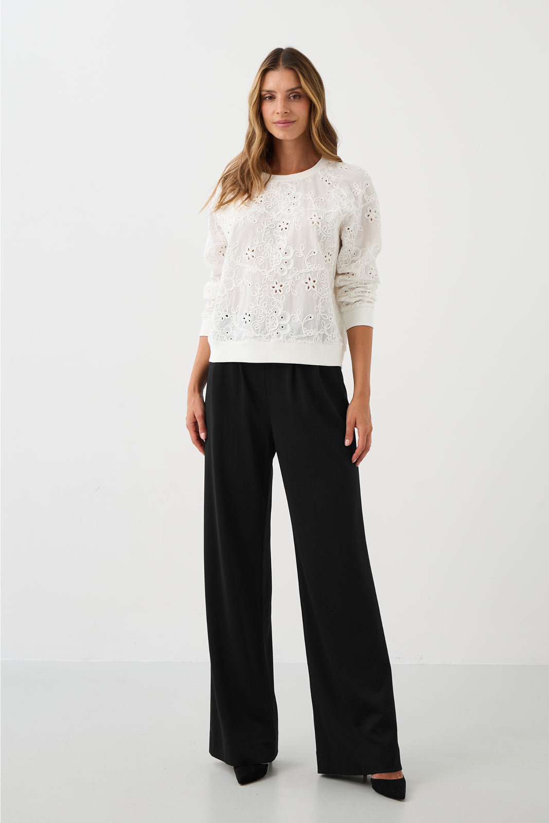 Sweatshirt LUCY IN THE SKY richelieu white embroidery