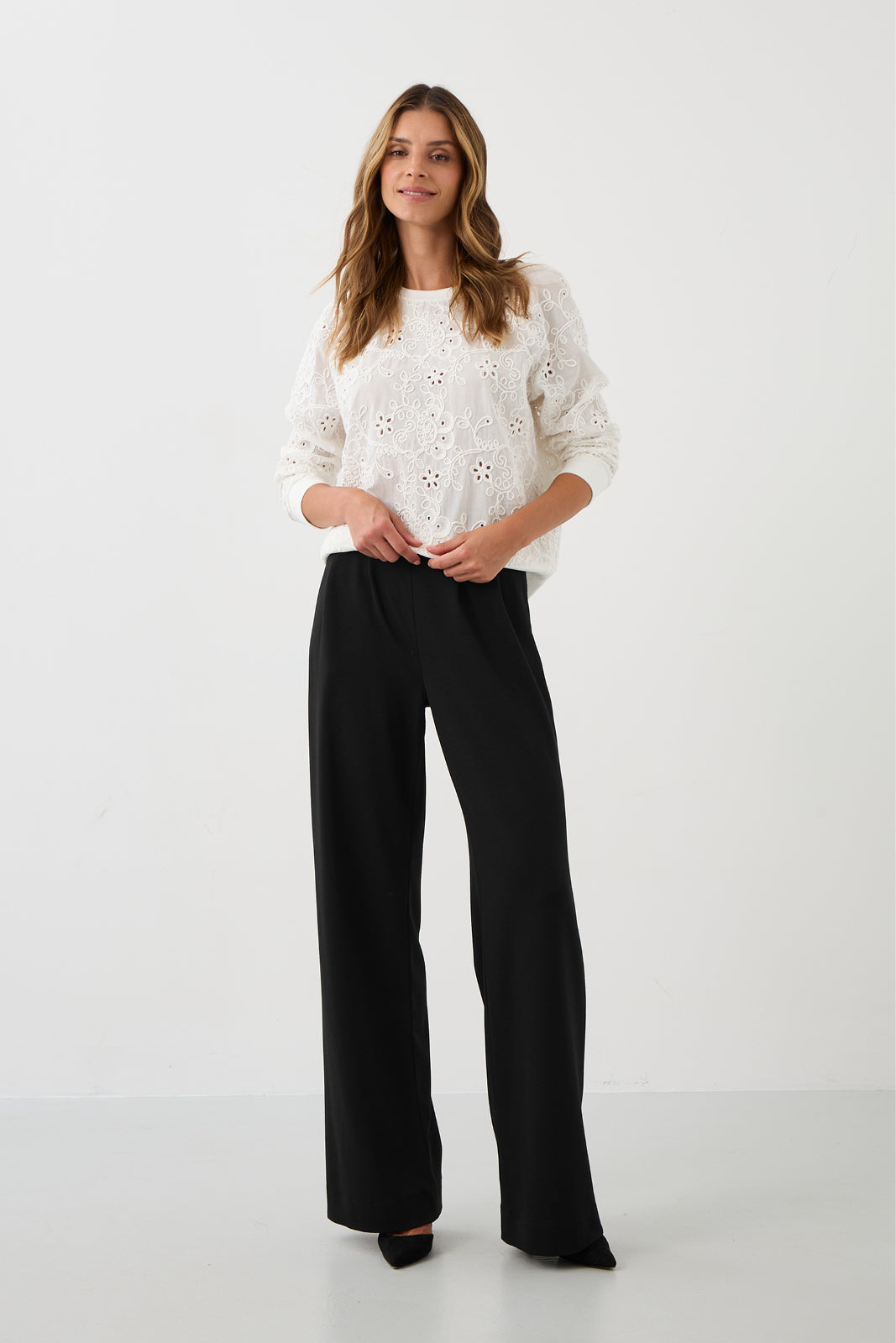 Sweatshirt LUCY IN THE SKY richelieu white embroidery
