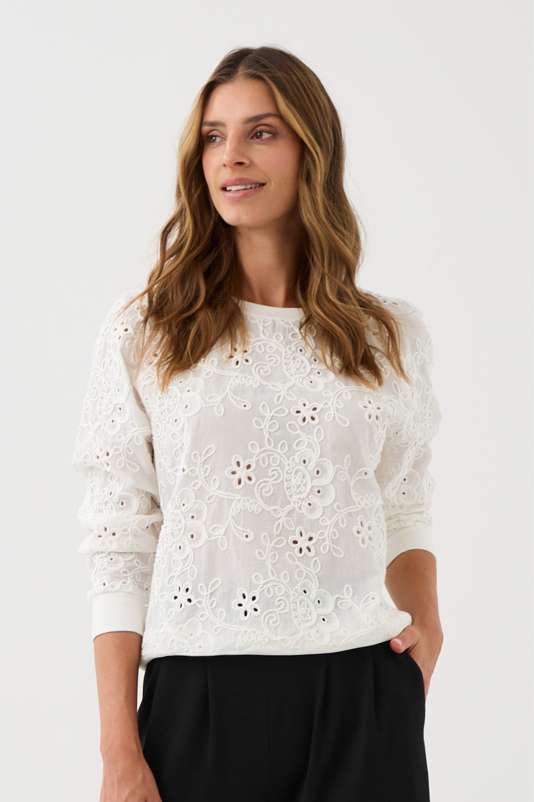 Sweatshirt LUCY IN THE SKY richelieu white embroidery
