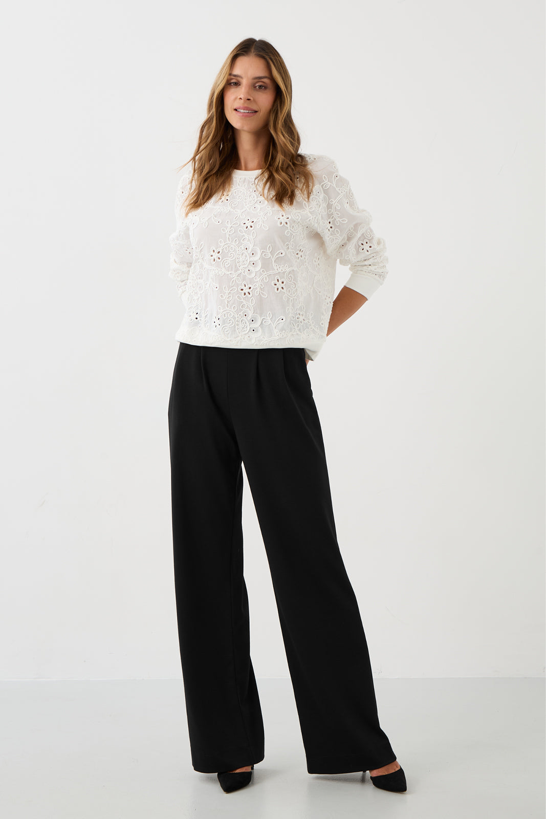 Sweatshirt LUCY IN THE SKY richelieu white embroidery